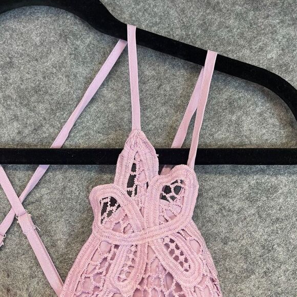 NWOT Dress Women's Large Lilac Crochet Lace Overlay Mesh Sleeveless Maxi V Neck - Picture 7 of 16